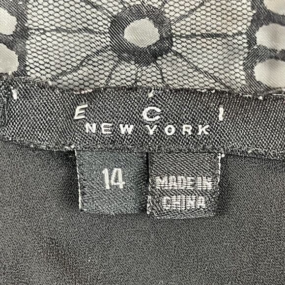 ECI New York Womens Top Sz 14 Black Silk lace Whimsygoth Witchy Fairy Grunge - Picture 5 of 9